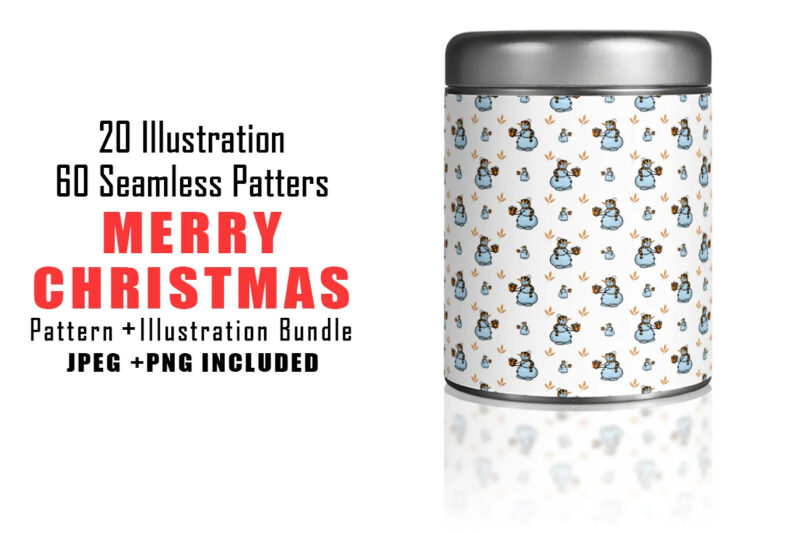 Merry Christmas 20 Illustration and 60 Seamless Pattern 80 Combo Bundle
