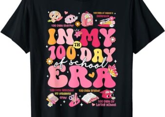 In My 100 Days Of School Era Groovy Retro Student Teacher T-Shirt