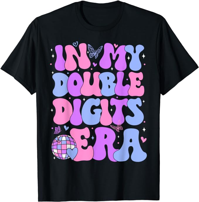 In My Double Digits Era 10th Birthday Version Groovy Retro T-Shirt