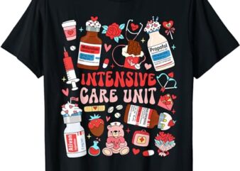Intensive Care Unit ICU Nurse Happy Valentine’s Day Retro T-Shirt
