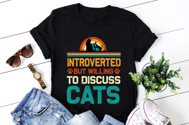 Introverted But Willing To Discuss Cats T-Shirt Design