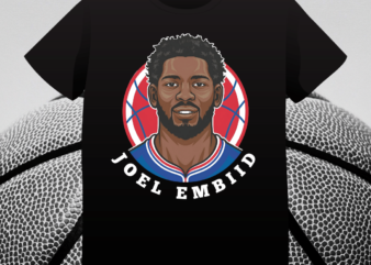 Joel Embiid, NBA star, Basketball, Philadelphia 76ers, t-shirt design, NBA, Fan art, Instant download, american basketball player