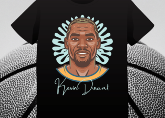 Kevin Durant, t-shirt design Fan Apparel, Kevin Durant portrait, Basketball Superstar Graphic Apparel, NBA Fan