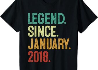 Kids 6 Years Old Legend Since January 2018 6th Birthday T-Shirt