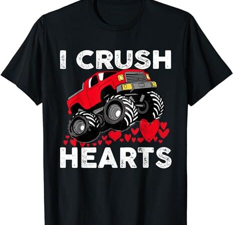 Kids valentines monster truck boys toddler i crush hearts t-shirt Kids valentines monster truck boys toddler i crush hearts t-shirt