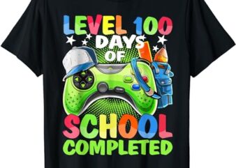 Level 100 Days Of School Completed Video Games Boys Gamer T-Shirt