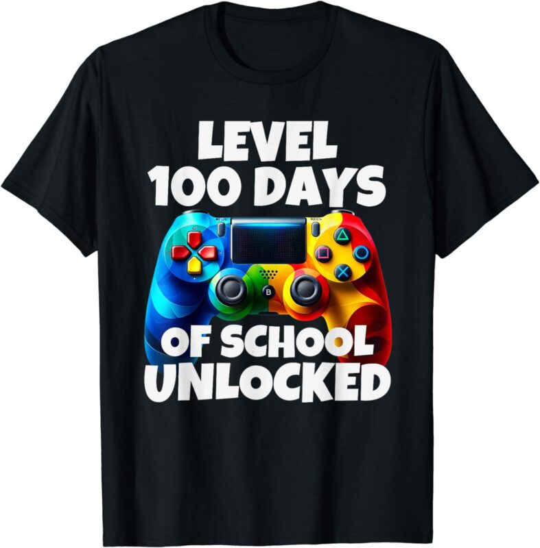 Level 100 Days Of School Unlocked – Funny Gamer Boys Girls T-Shirt