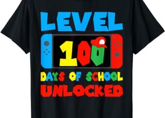 Level 100 Days Of School Unlocked Video Games Boys Gamer T-Shirt