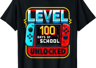 Level 100 Days of School Unlocked Game Controller Gamer Boys T-Shirt