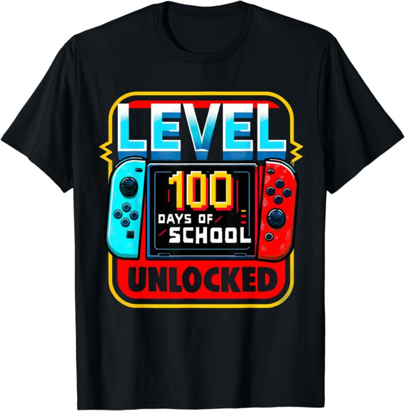 Level 100 Days of School Unlocked Game Controller Gamer Boys T-Shirt