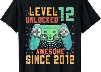 Level 12 Unlocked 12th Birthday 12 Year Old Gifts Gamer Bday T-Shirt