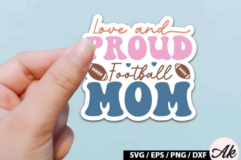 Love and proud football mom Retro Stickers