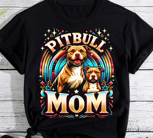 Vintage pitbull mom happy smiling pitbull mom on sunset t-shirt