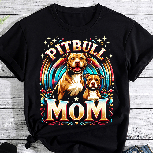 Vintage Pitbull Mom Happy smiling Pitbull Mom on Sunset T-Shirt