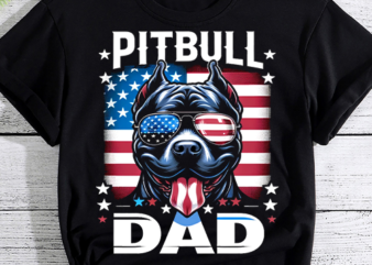 Best Pitbull Dad Ever Shirt American Flag 4th Of July Gift T-Shirt