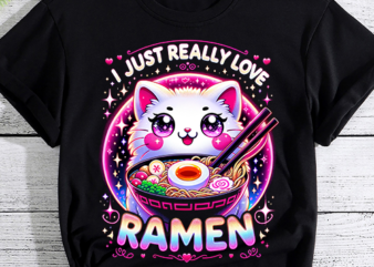 Ramen Cat Anime Shirt – Kawaii Clothes Otaku Clothing Manga T-Shirt PNG file
