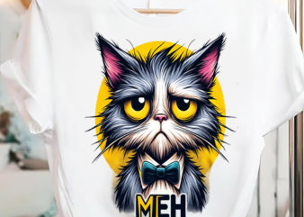 Funny Meh Cat Gift for Cat Lovers T-Shirt PNG FIle