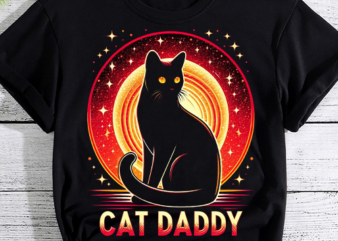Cat Daddy Vintage Eighties Style Cat Retro Distressed T-Shirt PNG File