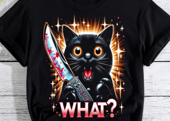 Cat What Funny Black Cat Shirt, Murderous Cat With Knife T-Shirt PNG File