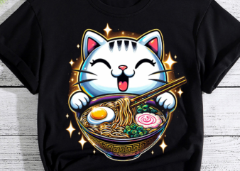 Ramen Cat Kawaii Anime Japanese Kawaii Neko T-Shirt PNG File
