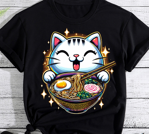 Ramen cat kawaii anime japanese kawaii neko t-shirt png file