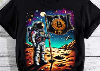 Bitcoin BTC Crypto to the Moon Shirt Featuring Astronaut T-Shirt PNG File