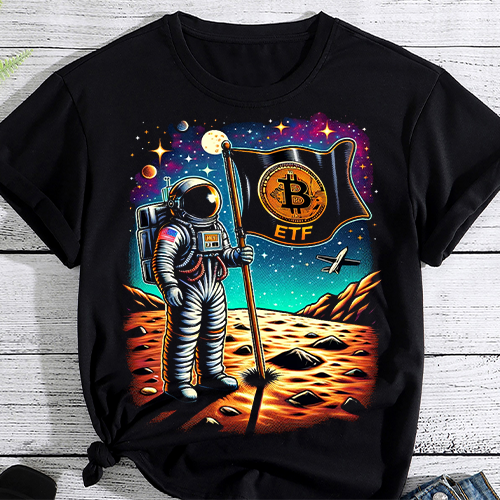 Bitcoin BTC Crypto to the Moon Shirt Featuring Astronaut T-Shirt PNG File