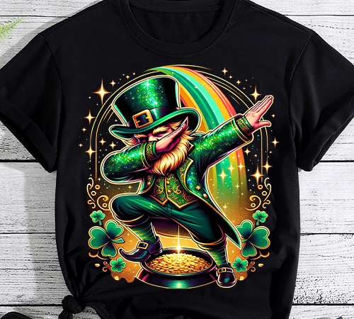 St patricks day dabbing leprechaun boys girls men dab dance t-shirt