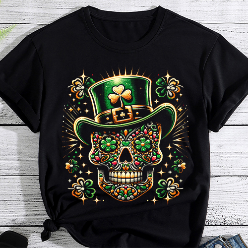 Sugar Skull Saint Patricks Day of Dead T-Shirt