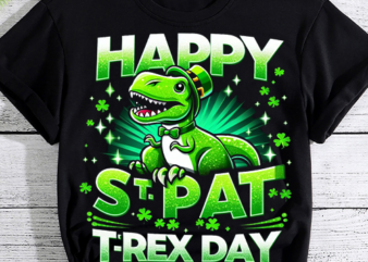 Kids Happy St Pat Trex Day Dino St Patricks Day Toddler Boys Gift T-Shirt