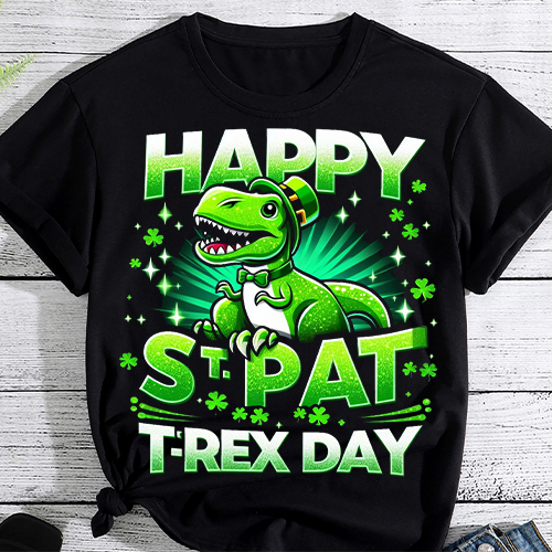Kids Happy St Pat Trex Day Dino St Patricks Day Toddler Boys Gift T-Shirt