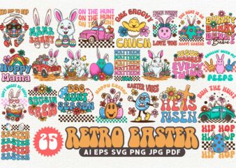 Retro easter bundle, Easter sublimation t shirt designs bundle