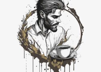 A Man With Coffe Drink t shirt vector