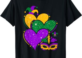 Mardi Gras Cute Hearts Women Girls Kids Vintage T-Shirt