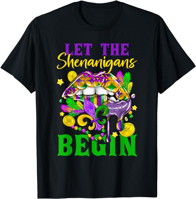 Mardi Gras Lips Let The Shenanigans Begin Kids Men Women T-Shirt