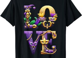 Mardi Gras Love Letters Outfit Costume Men Women Mardi Gras T-Shirt