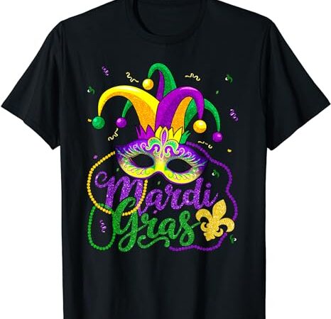 Mardi gras shirts for women kids men beads mask feathers hat t-shirt