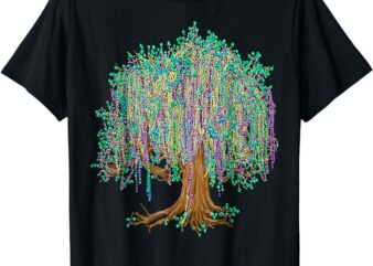 Mardi Gras Tree Beads New Orleans 2024 Watercolor Festival T-Shirt