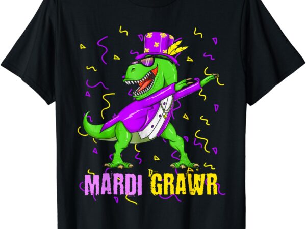 Mardi grawr t-rex dino toddler kids mardi gras boys gift t-shirt