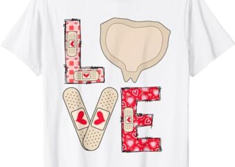 Medical Plaster Patch Funny Wound Care Nurse Valentine’s Day T-Shirt