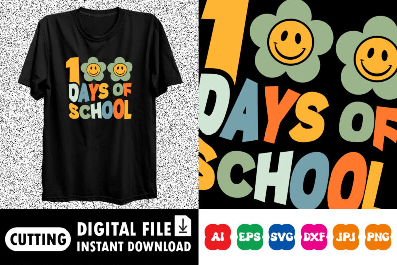 100 days of school Shirt design print template
