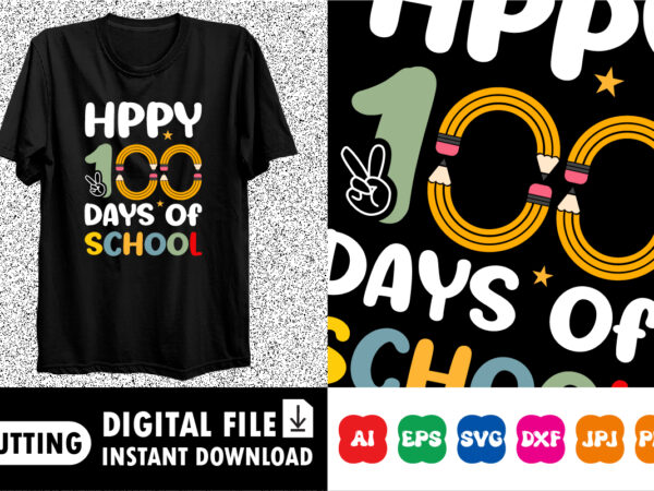 Happy 100th day of school happy back to school day shirt print template, typography design for kindergarten pre k preschool, last and first