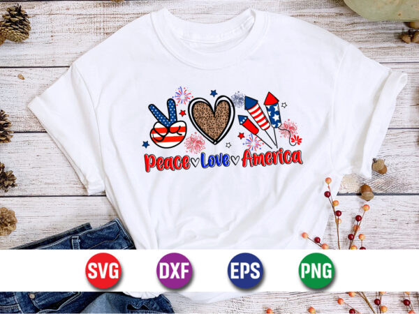 Peace love america 4th of july t-shirt design print template