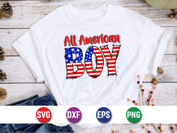 All american boy 4th of july american flag t-shirt design print template