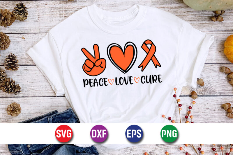 Peace Love Cure SVG T-shirt Design Print Template