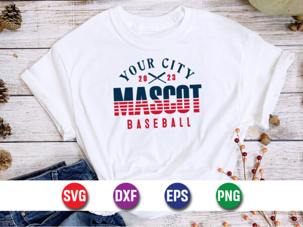 Your city mascot baseball t-shirt design print template