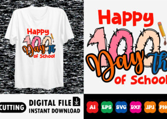 Happy 100th Day of School Back To School Shirt, Teacher Gift, School Shirt, Gift For Teacher, Shirt Gift for Teachers, Kindergarten 100 days graphic t shirt