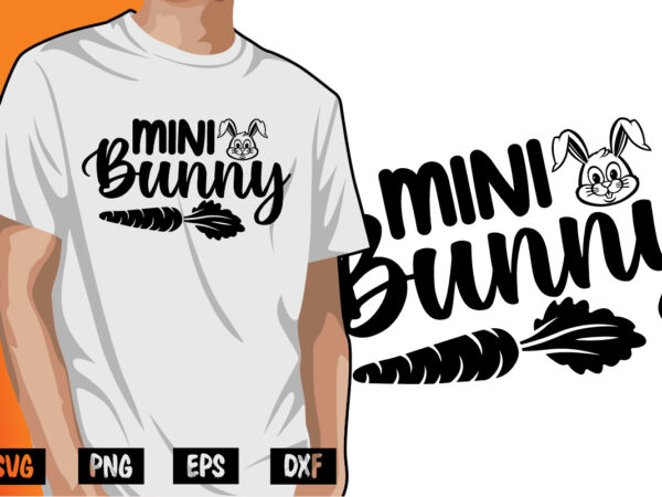 Mini bunny happy easter sunday t-shirt design print template