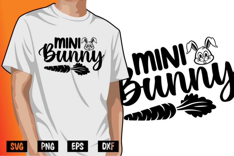 Mini Bunny Happy Easter Sunday T-shirt Design Print Template