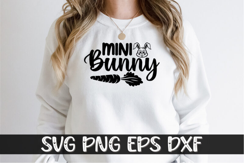 Mini Bunny Happy Easter Sunday T-shirt Design Print Template